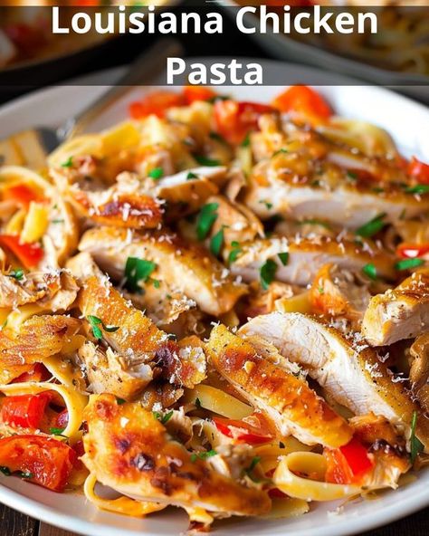 Recipes Vista Louisiana Chicken Pasta Recipe, Louisiana Chicken, Louisiana Chicken Pasta, Just Spices, Chicken Recipies, Cajun Cooking, Pasta Ingredients, Cozy Meals, Chicken Pasta Recipes