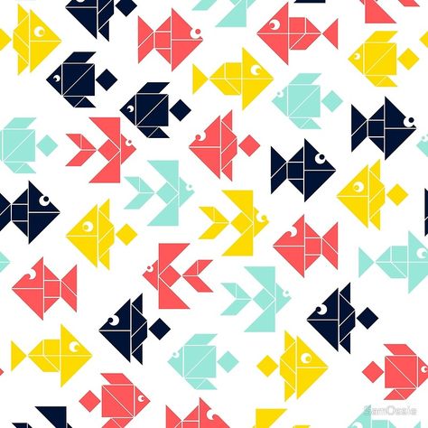 Bauhaus Design Pattern, Tangram Shapes, Puppy Box, Deep Sea Animals, Geometric Fish, Fish Quilt, Fish Graphic, Fish Pattern, Pattern Collection