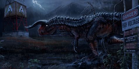 ArtStation - The Hyperendocrin Carnotaurus, Elisabeth Wyler The Isle Hyperendocrin, The Isle Carnotaurus, Hypo Carnotaurus, Carnotaurus Art, Jurassic Park Novel, Jurassic Park Poster, Radio Tower, Ahri Wallpaper, Dino Art