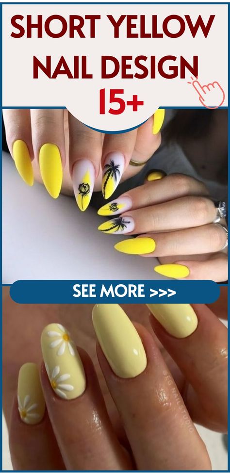 Show off your love for bright and beautiful styles with chic short yellow nail designs that will bring a touch of sunshine to your fingertips! These designs are perfect for those who prefer a subtle yet cheerful look. Choose a soft pastel yellow base and add an accent nail with either a delicate floral design or a minimalist geometric pattern. Whether you're going to a casual outing or a special event, these nails will complement any outfit beautifully without being too overwhelming. Yellow Nails With Design, Yellow Floral Nails, Yellow And White Nails, Neon Coral Nails, Yellow Nail Designs, Lemon Nails, Daisy Nail Art, Creative Nail Art, Modern Nail Art