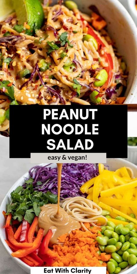 Peanut Noodle Salad, Thai Noodle Salad, Noodle Salad Recipes, Resep Salad, Best Thai, Noodle Salad, God Mat, Cafe Menu, Vegan Salad