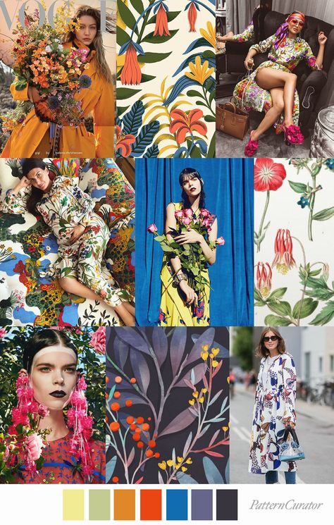 WILD BOTANICAL by Pattern Curator (SS20) Botanical Mood Board, Tropical Moodboard Fashion, Tropical Mood Board Fashion, Pattern Curator Mood Boards 2023, Botanical Fashion Editorial, Swimwear Print Trends 2024, Botanical Fashion, Estilo Hippie, Fashion Forecasting