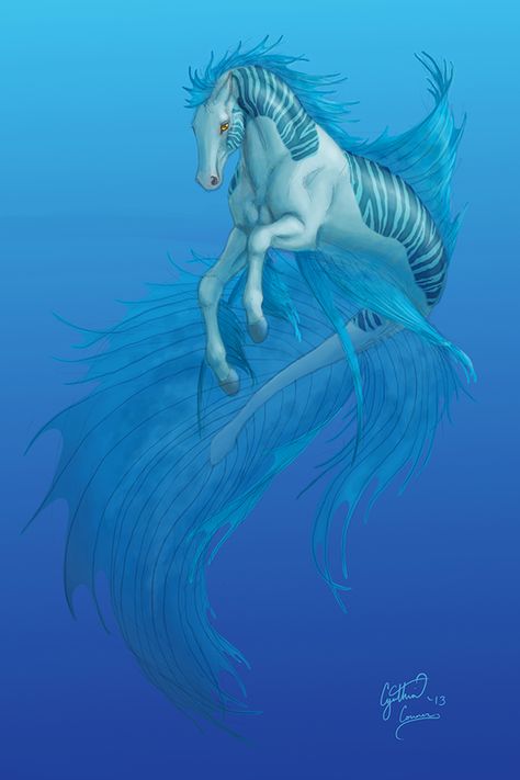 Hippocampus by dracontiar Water Animals Fantasy Art, Aquatic Mythical Creatures, Hippocampus Aesthetic, Hippocampus Art, Fantasy Water Creatures, Mythical Creatures Fantasy, Magical Horses, Rasy Koni, Mystical Animals