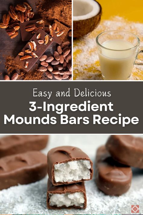 Try this easy and delicious 3-ingredient Mounds Bars recipe! Perfect for a quick homemade treat that's both satisfying and simple to make. These bars are sure to be a hit with everyone. Save this pin for later and enjoy making these irresistible Mounds Bars at home. Click for the full recipe and indulge in the chocolatey goodness! Honey Mama Bars Recipe, 3 Ingredient Mounds Bars Recipe, 3 Ingredient Mounds Bars, Mound Bars Recipe, Homemade 100 Grand Bars, Homemade Mounds Bars, 100 Grand Candy Bar Recipe, Eatmore Bars Recipe, Kind Bars Recipe