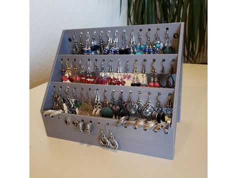 Earring Holder by Byers3dStuff - Thingiverse 3d Printed Earring Holder, 3d Printed Earrings, Fusion 360, Earring Holder, 3d Printer, Cool Gifts, Slots, 3d Printing, Printer