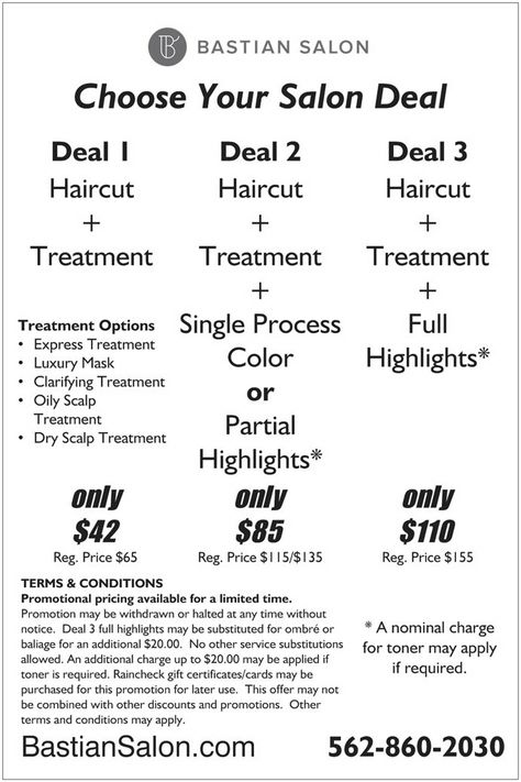 We are pleased to announce Bastian Salon Deals! Affordable quality is the name of the game. See our new promo! #artesia #salon www.bastiansalon $110 Beauty Salon Specials Ideas, Salon Packages Ideas, New Cosmetologist, Salon Specials Marketing, Hair Salon Raffle Ideas, Salon Deals And Offers, Hair Salon Specials Ideas, Salon Event Ideas, Salon Offers Ideas