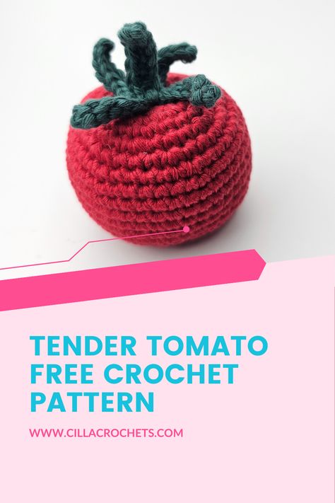 Crochet this amigurumi tomato with the free crochet pattern. This crochet pattern uses worsted weight yarn and a 3.5mm crochet hook. While some crochet experience is helpful, the pattern is super simple to follow. Crochet Tomato Pattern Free, Amigurumi Tomato, Crochet Tomato, Tomato Crochet, 5mm Crochet Hook, Diy Crochet Amigurumi, Amigurumi Free, Amigurumi Toys, Crochet Hook