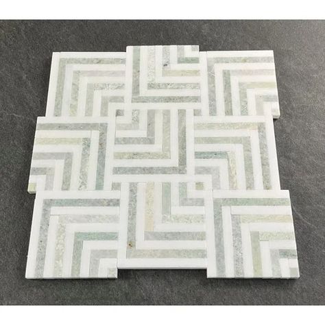 Wayfair | Floor Tile You'll Love in 2023 Stone Mosaic Wall, White Marble Mosaic, Square Baskets, Marble Mosaic Tiles, Mosaic Wall Tiles, Bathroom Floor Tiles, Marble Wall, Tile Installation, Marble Mosaic