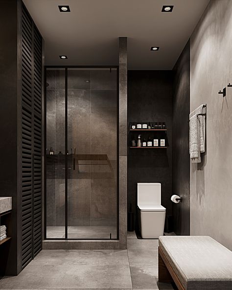 Bathrooms on the 2nd floor - mancave #mancave #interior #interiors #bathroom #bathroomdesign #interiordesign Mancave Interior, Male Bathroom, Men Bathroom, Men Apartment, 2nd Floor, Man Cave, Bathroom Design, House Ideas, Bathrooms