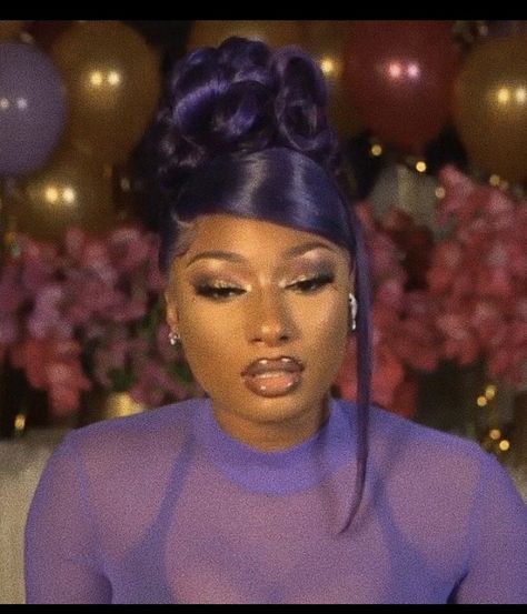 Megan Thee Stallion, Purple Hair, Purple, Makeup, Hair, On Instagram, Instagram, Make Up