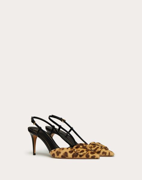 valentino garavani vlogo signature calf hair slingback pump 80mm - woman - pumps Valentino Heels, Ab Day, Heels White, Modern Shoes, Designer Pumps, Slingbacks, Slingback Heel, Slingback Pump, Calf Hair