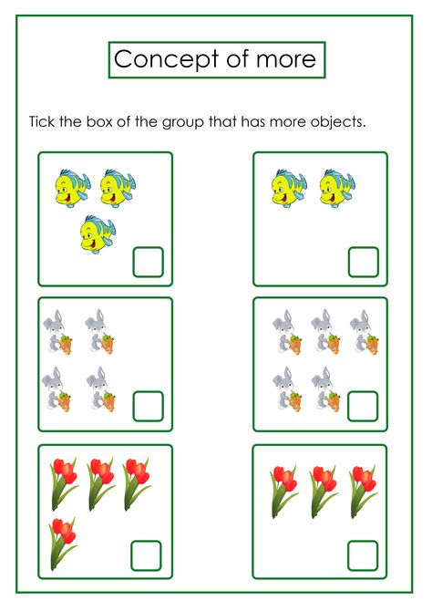 Pre Number Concept Worksheets, More Less Concept For Kids, More And Less Worksheet, Sequencing Activities Kindergarten, Kindergarten Math Worksheets Addition, Math Fact Worksheets, Nursery Worksheets, Kindergarten Math Worksheets Free, Math Practice Worksheets