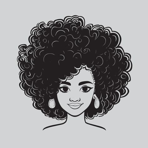 Curly Hair Vector, Woman With Curly Hair, Hair Vector, Curly Afro, American Woman, African American Women, American Women, Curly Hair, African American