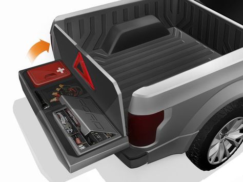 tools Concept Design Sketch, Truck Bed Storage, Truck Storage, Truck Tailgate, Truck Mods, Bug Out Vehicle, Vehicle Accessories, Truck Camping, Truck Ideas