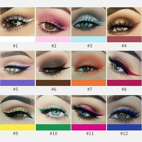 Eyeliner Bleu, Sparkle Eyeliner, Crayon Eyeliner, Color Eyeliner, Eyeliner Set, Party Make-up, Eyeliner Waterproof, Liquid Eyeliner Pen, Long Lasting Eyeliner