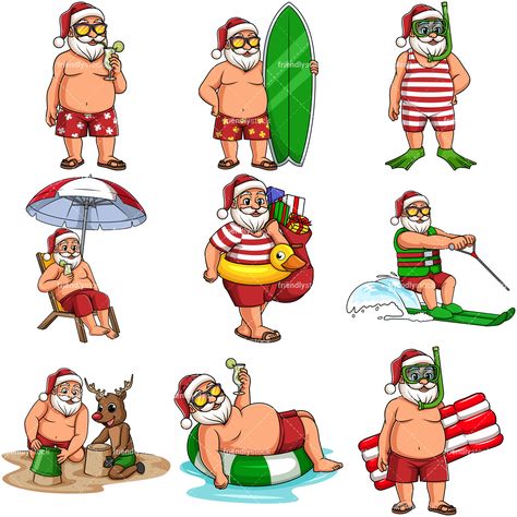 Summer Santa Claus, Whittling Patterns, Santa Claus Drawing, Santa Claus Cartoon, Santa Cartoon, Snowman Cartoon, Christmas Cutouts, Aussie Christmas, Hawaiian Christmas