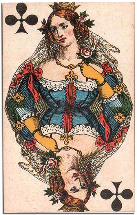 #PlayingCardsTop1000 - Italian Classic - Queen of clubs Joker Queen, Queen Of Clubs, Altered Cards, Playing Cards Art, Engraving Illustration, Vintage Style Art, Vintage Playing Cards, Club Card, Antique Images