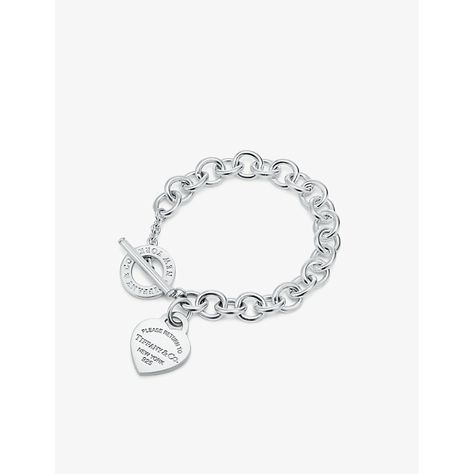 Find TIFFANY & CO. Return To Sterling-silver Bracelet L on Editorialist. | Tiffany & Co sterling-silver braceletSlip onChain design, toggle fastening, engraved mini heart tagLength 19cmSmall 18.42; medium 19cm; large 20.9cm Tiffany And Co Heart Bracelet, Silver Jewelry Tiffany, Tiffany Bracelet Stack, Return To Tiffany Bracelet, Bracelets Tiffany, Unrealistic Wishlist, Bracelets Outfit, Tiffany Bracelet, Tiffany And Co Bracelet