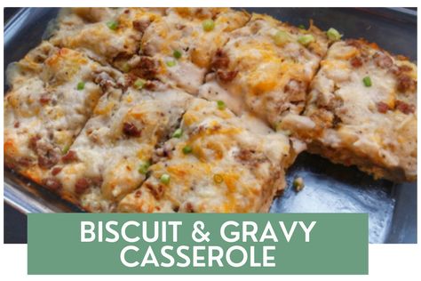 Macro-Friendly Biscuits & Gravy Casserole - Fit Life Academy Macro Friendly Biscuits And Gravy, Protein Biscuits And Gravy, High Protein Biscuits And Gravy, Macro Friendly Breakfast Casserole, Macro Friendly Casserole Recipes, Biscuits Gravy Casserole, Gravy Breakfast Casserole, Protein Biscuits, Ground Turkey Sausage