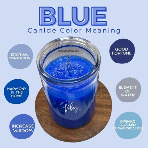 Dark Blue Candle Meaning, New Moon Candle Color, Light Blue Candle Meaning, Blue Candle Spells, Blue Candle Magic, Blue Candle Meaning, Candle Color Meanings Magic, Reading Candles, Candle Magic Colors