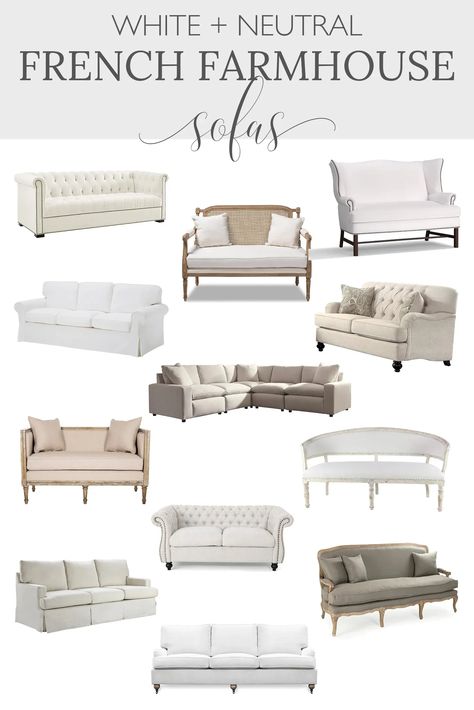 Are you looking to buy a living room sofa? This shopping guide full of discount sofas will help you find the best French farmhouse couch. Modern Parisian Bedroom, French Country Home Interiors, French Farmhouse Living Room, Modern French Farmhouse Decor, French Country Sofa, Modern French Home, French Style Sofa, Farmhouse Couch, Discount Sofas