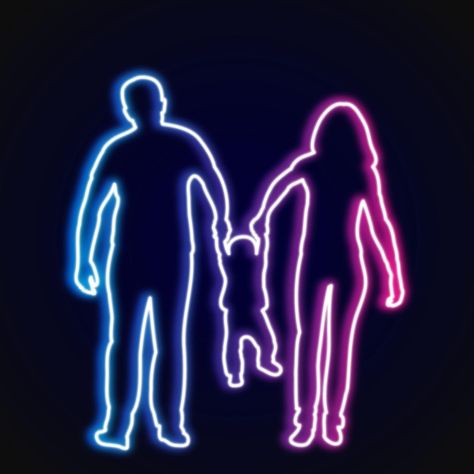 Neon silhouette family on black backgrou... | Premium Vector #Freepik #vector #mom-dad #people-family #happy-parents #family-kids Neon Silhouette, Tattoo Decor, Silhouette Family, Feather Drawing, Neon Sign Art, Silhouette People, Happy Parents, Line Sketch, Sign Board