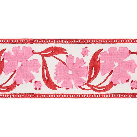 Schumacher - A Designer's Resource For Fabric, Wallpaper, and Trim Cotton Blend Fabric, Fabric Trim, Showcase Design, Pink Print, Textile Design, Pink Red, Block Print, Wall Coverings, Design Projects