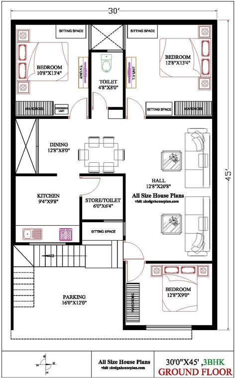 East Facing 3 Bhk House Plan, 3bhk House Plan East Facing, 3bhk House Plan West Facing, 40×45 House Plan, 30x45 West Face House Plans, 33×33 House Plans, 30 X 40 East Facing House Plans, 45×45 House Plan, 35×45 House Plan