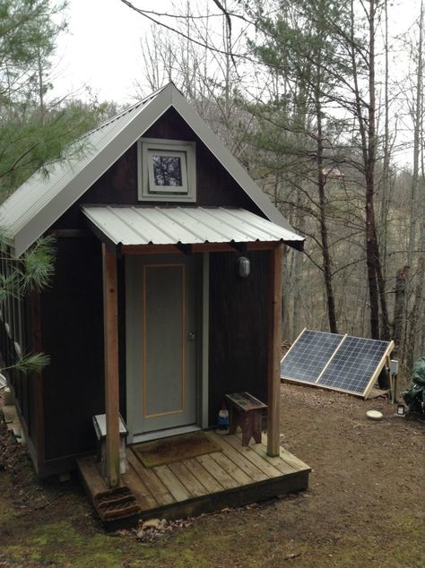 Living in 120 Square Feet! 120 Sq Ft Tiny House, Micro Cabin, Tiny House Exterior, Outdoor Bathroom, House Cabin, Air Bnb, Promised Land, Tiny House Movement, Backyard Retreat