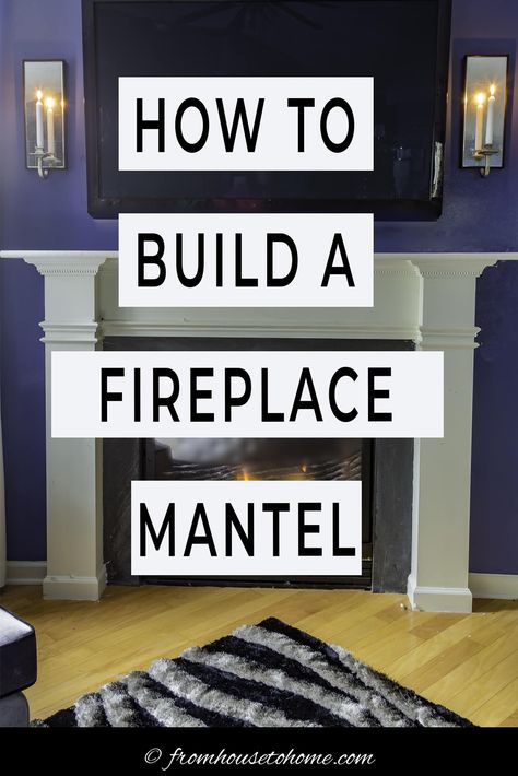 How to build a fireplace mantel with crown molding Diy Ornate Fireplace Mantel, Fireplace Trim Ideas Moldings Brick, Diy Traditional Fireplace Mantle, Diy Fireplace Mantle Crown Molding, Fireplace Dentil Molding, Traditional Fireplace Mantel, Diy Crown Molding, Fall Fireplace Decor, Chair Rail Molding