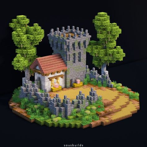 Things To Add To Your Medieval Minecraft World, Medieval Well Minecraft, Minecraft Miners House, Minecraft Medieval Watermill, Tiny Castle Minecraft, Medevial Minecraft Builds, Minecraft Archery House, Medieval Fantasy Minecraft House, Minecraft Medieval Castle Layout