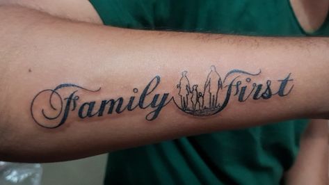 Family Comes First Tattoo, Family First Tattoo Designs, Family Over Everything Tattoo Men, Family First Tattoo For Men, Family Tattoos For Men Symbolic, Family Over Everything Tattoo, Family First Quotes, Family First Tattoo, First Tattoo Ideas