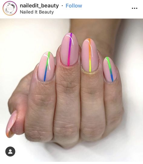 Rainbow Lines Manicure And Pedicure, Manicure, Rainbow, Nails, Beauty