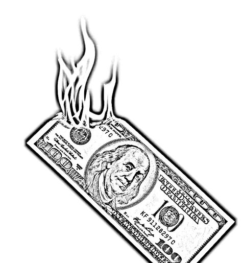 Rich Tattoo Design, Money Stencil, Burning Money, Money Logo, Stencil Outline, $100 Bill, Tattoo Stencil Outline, Tattoo Stencil, Tattoo Stencils