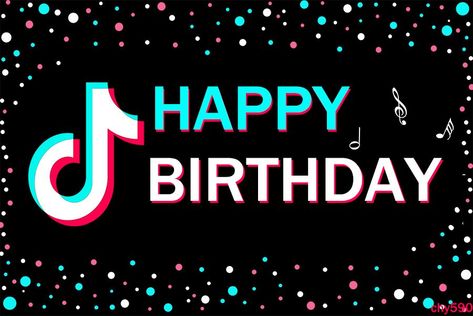 Happy Birthday Tiktok, Tik Tok Background, Birthday Tiktok, Tiktok Cake, Custom Background, Happy D, Happy Birthday Song, Birthday Songs, Backdrop Design