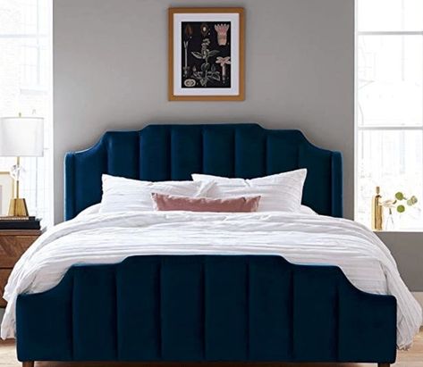 Amazon Bedroom Furniture, Best Bedroom Furniture, Blue Headboard, Blue Bed, Bed Headboard Design, Best Bedroom, Bedroom Sets Queen, Velvet Bed, Frame Blue