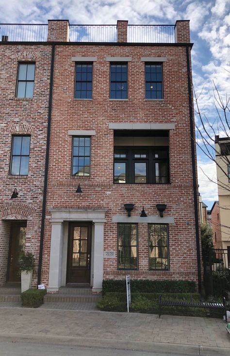 Townhouse. Brick Apartment Building, New Jersey Apartment, Brick Townhouse, Apartment Building Exterior, Townhome Ideas, Brick Apartment, Townhouse Exterior, Town Homes, Steel Doors And Windows