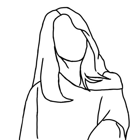 Girl Outline Drawing, Outline Art Simple, Easy Outline Drawings, Sketches Outline, Lineart Simple, Girl Outlines, Sketch Outline, Lee Ji Eun, Bff Drawings