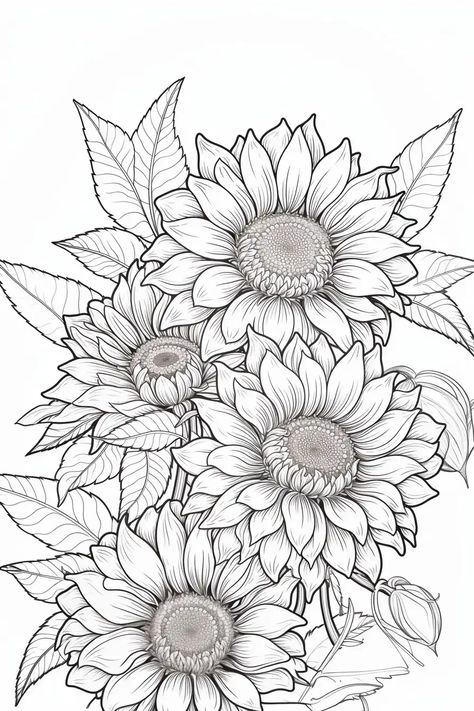 Flower Coloring Pages For Kids, Sunflower Coloring, Orchid Drawing, Boarders Designs For Projects, Card Making Flowers, Sunflower Coloring Pages, Printable Flower Coloring Pages, Stories Funny, Garden Coloring Pages