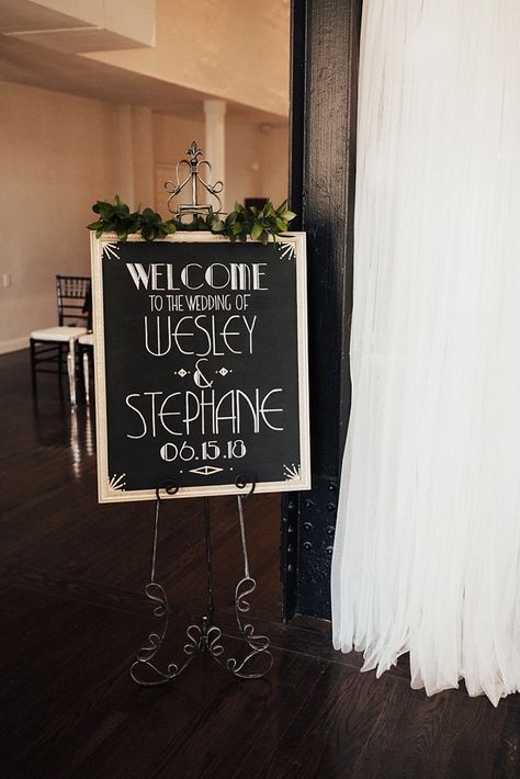 1920s vintage wedding sign inspired by Gatsby lettering Diy Art Deco Wedding Decor, Great Gatsby Wedding Centerpieces, Big Band Wedding Theme, 1920s Wedding Decor, Art Deco Wedding Flowers, 20s Wedding Theme, 1920s Themed Wedding, Gatsby Wedding Decorations, 1920s Inspired Wedding