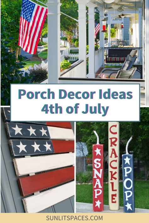 The 4th of July is such a fun holiday. There are so many creative ways to decorate for the Fourth of July! I’ve gathered some great front porch ideas to help you decorate! Fourth Of July Front Porch, 4th Of July Porch Decor, July Porch Decor, Fourth Of July Decorations, Fourth Of July Decor, Work Diy, Front Porch Decorating, 4th Of July Decorations, The Fourth Of July