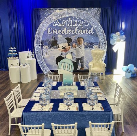 Mickey Winter Wonderland Party, Winter Onederland Blue And Silver, Light Blue Mickey Mouse Birthday, Mickey And Minnie Winter Wonderland, Mickey’s Very Merry Christmas Party, Mickey Baby Showers, Mickey Mouse Baby Shower, Winter Onederland Birthday Party, Mickey Theme