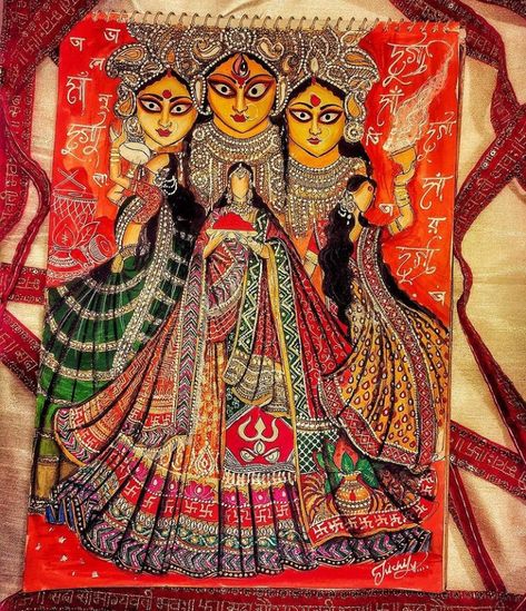 #Nikhil gurjar Navratri Drawing Ideas Sketch, Navratri Drawing Painting, Painting For Navratri, Navratri Sketch, Durga Painting Artworks, Navratri Painting, Holi Dress, Lehenga Illustration, Navratri Drawing