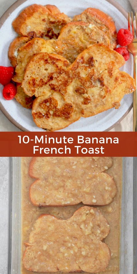 Breakfast Idea With Banana, Peanut Butter Banana French Toast, Ripe Banana Breakfast Recipes, Easy Banana Breakfast Recipes, Banana Extract Recipe, French Toast Banana Bread, Banana Breakfast Ideas, Egg White French Toast, Banana French Toast Recipe