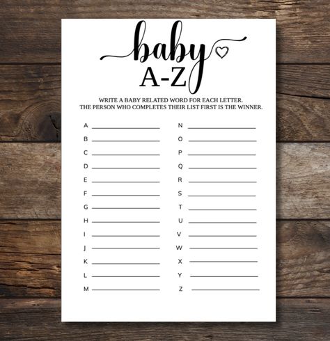 A printable baby shower game Baby Abc Game, Abc Game, Abc Games, Baby Words, Gerber Baby, Game Printable, Printable Baby Shower Games, Baby Shower Game, Writing Words