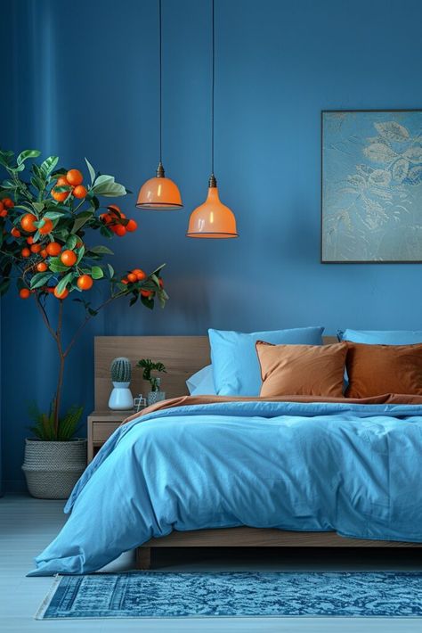 Bright Blue Bedrooms, Mans Bedroom Ideas, Man Bedroom Ideas, Uncluttered Bedroom, Bedroom Moody, Apartment Bedroom Ideas, French Country Decorating Living Room, Blue Room Decor, Calm Room