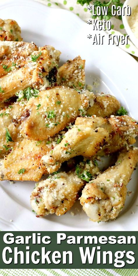 Low Carb Garlic Parmesan Wings, Keto Garlic Parmesan Chicken Wings, Keto Garlic Parmesan Wings, Low Carb Chicken Wings Air Fryer, Keto Chicken Wing Recipes, Keto Wings Air Fryer, Low Carb Chicken Wings Recipes, Optavia Chicken Wings, Low Calorie Wings