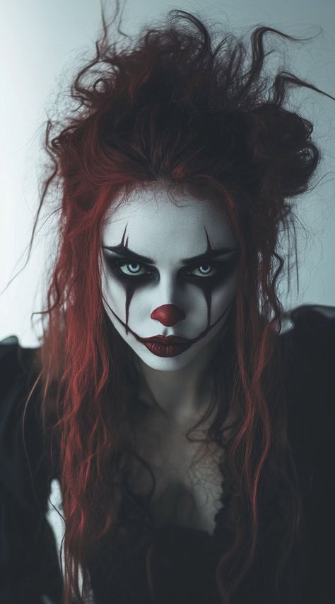 34 Clown Hairstyles: Fun and Frightening Ideas for Your Halloween Costume | LooksNiceOnMe Red Hair Halloween Costumes, Teknik Makeup, Halloweenský Makeup, Holloween Makeup, Scary Clown Makeup, Horror Halloween Costumes, Den Mrtvých, Creepy Halloween Makeup, Cute Halloween Makeup