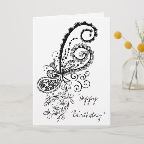 Happy Birthday Abstract Doodle Card | Zazzle Instagram fonts #instagramfonts social media fonts #socialmediafonts fonts #fonts font #font 4.597 Purple Birthday Card, Zantangle Art, Instagram Fonts, Birthday Doodle, Instagram Font, Watercolor Birthday Cards, Hand Drawn Cards, Tangle Doodle, Bday Cards