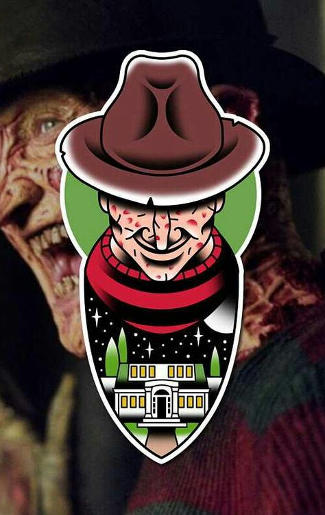 Freddy Krueger Clip Art, Freddy Krueger Drawing, Freddy Krueger Tattoo, Horror Villians, Horror Movie Tattoos, Movie Tattoos, Slasher Movies, Horror Movie Icons, Horror Artwork